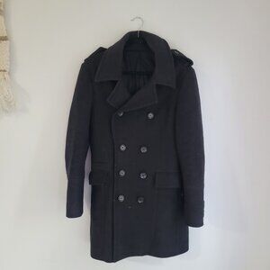 Men's dark grey peacoat